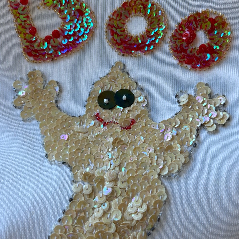 NWT Sweaterworks Ghost Halloween Sequined Sweater Small